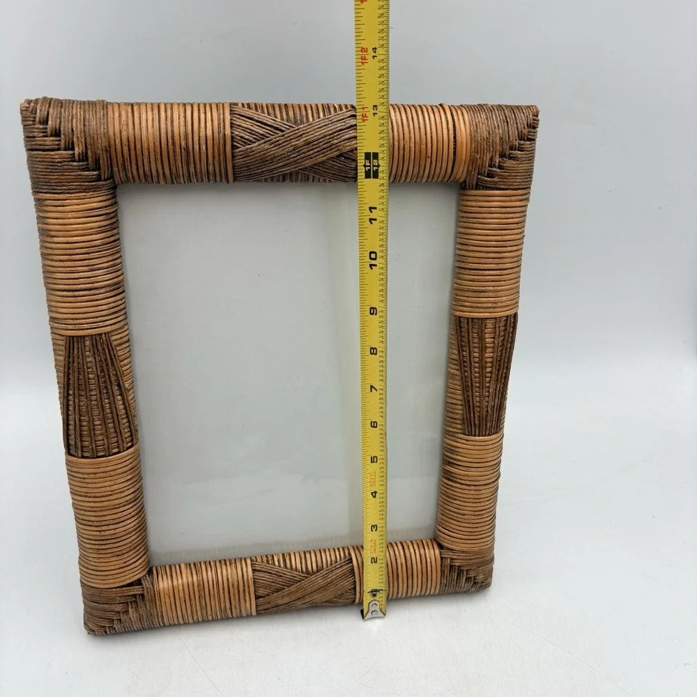 Vintage Wicker Rattan 8x10 Photo Frame Tabletop Wall Hanging Boho Coastal